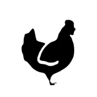 Silhouette of a chicken in a heart shape