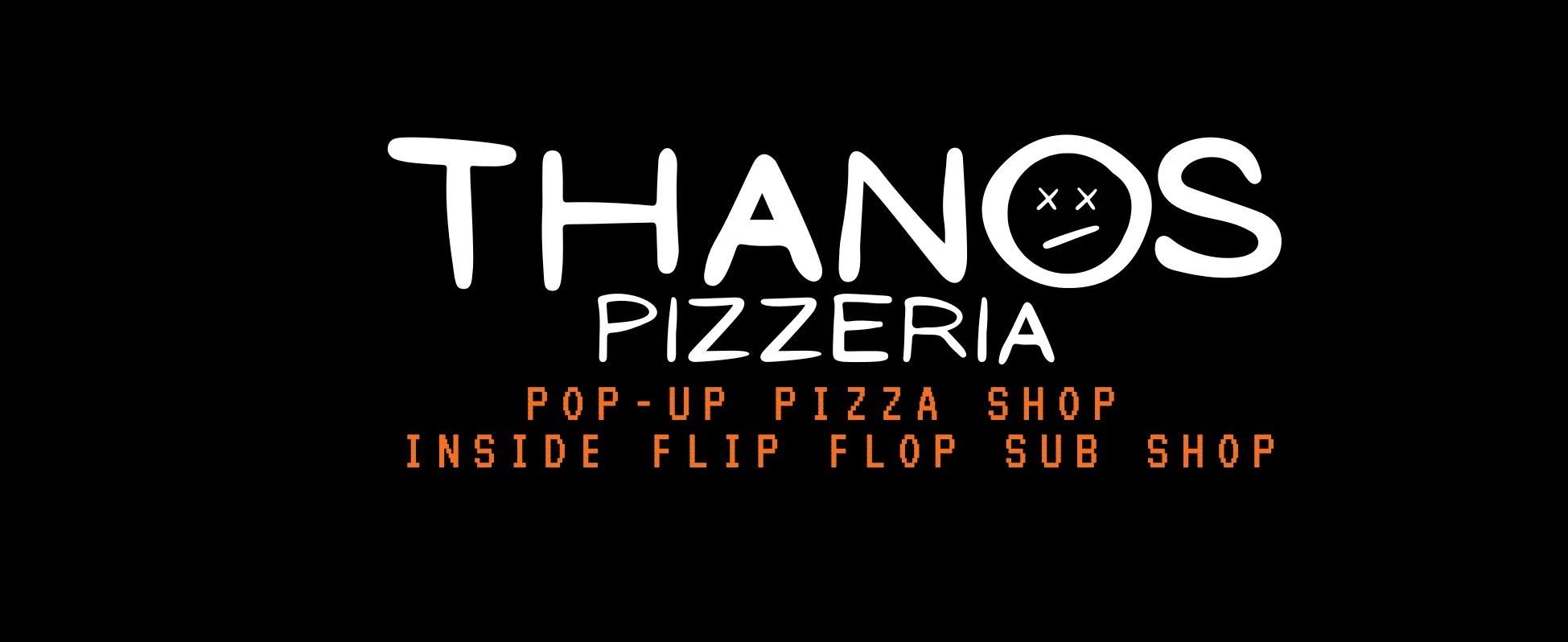 Logo of Thanos Pizzeria, a pop-up pizza shop