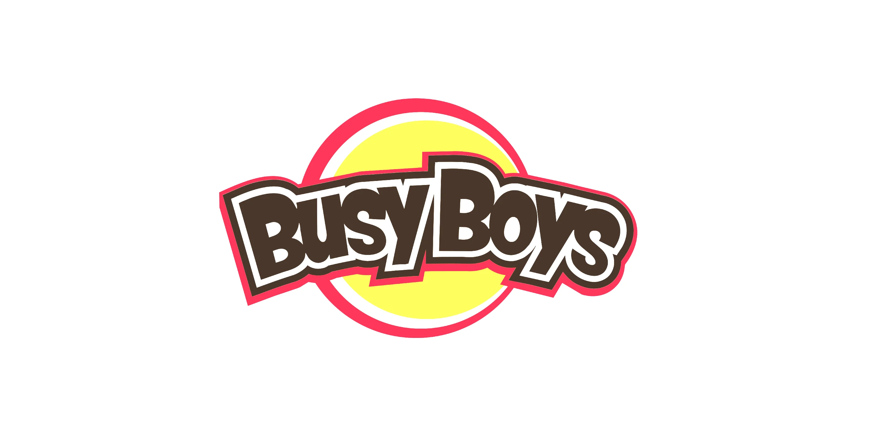 Logo of Busy Boys featuring bold text and a colorful background.