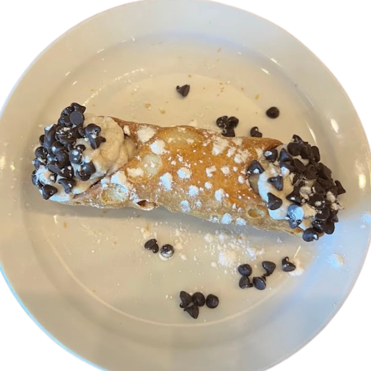 Delicious cannoli dessert with creamy filling and chocolate chips