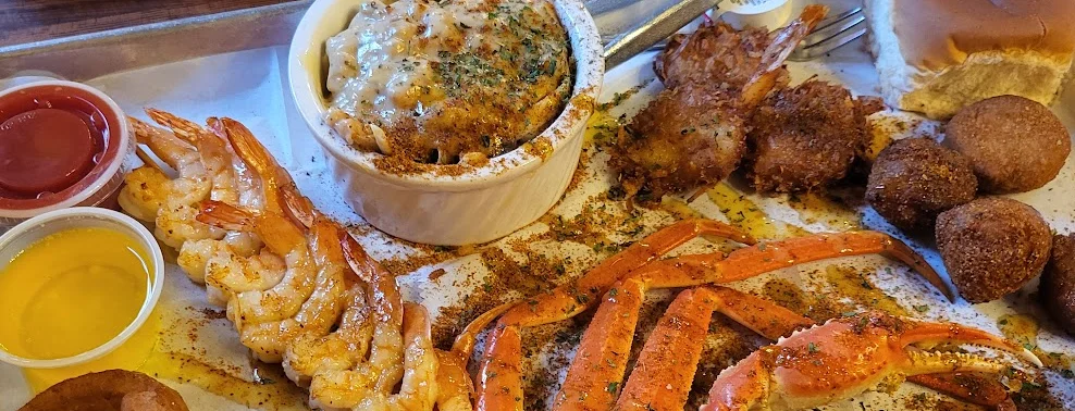 Southern seafood platter with shrimp and crab legs
