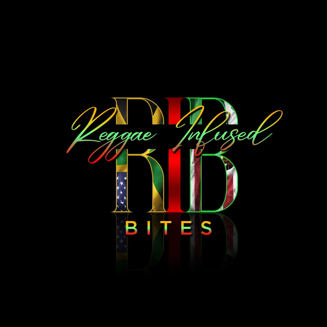 Logo for Reggae Infused Bites restaurant featuring vibrant colors and flags