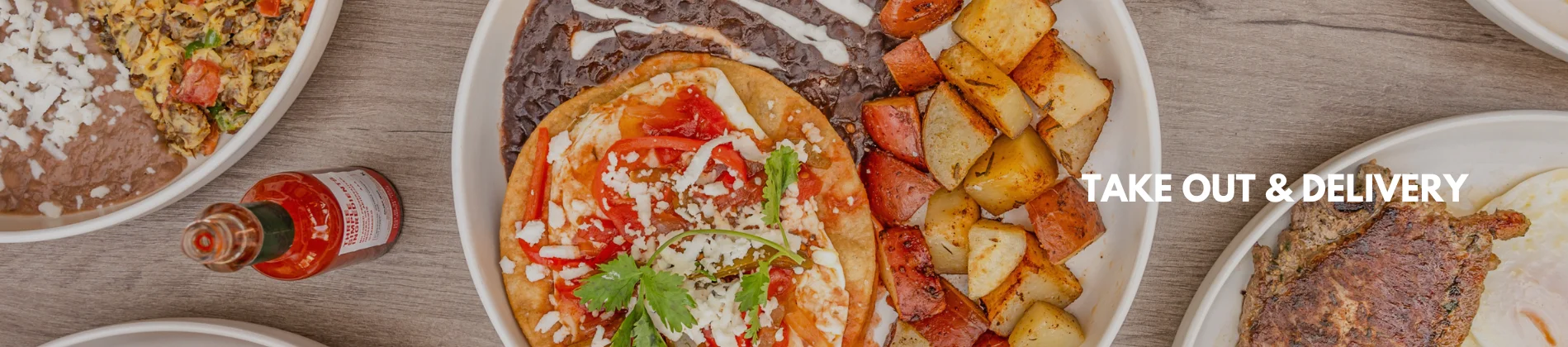 Delicious Mexican breakfast platter with huevos rancheros