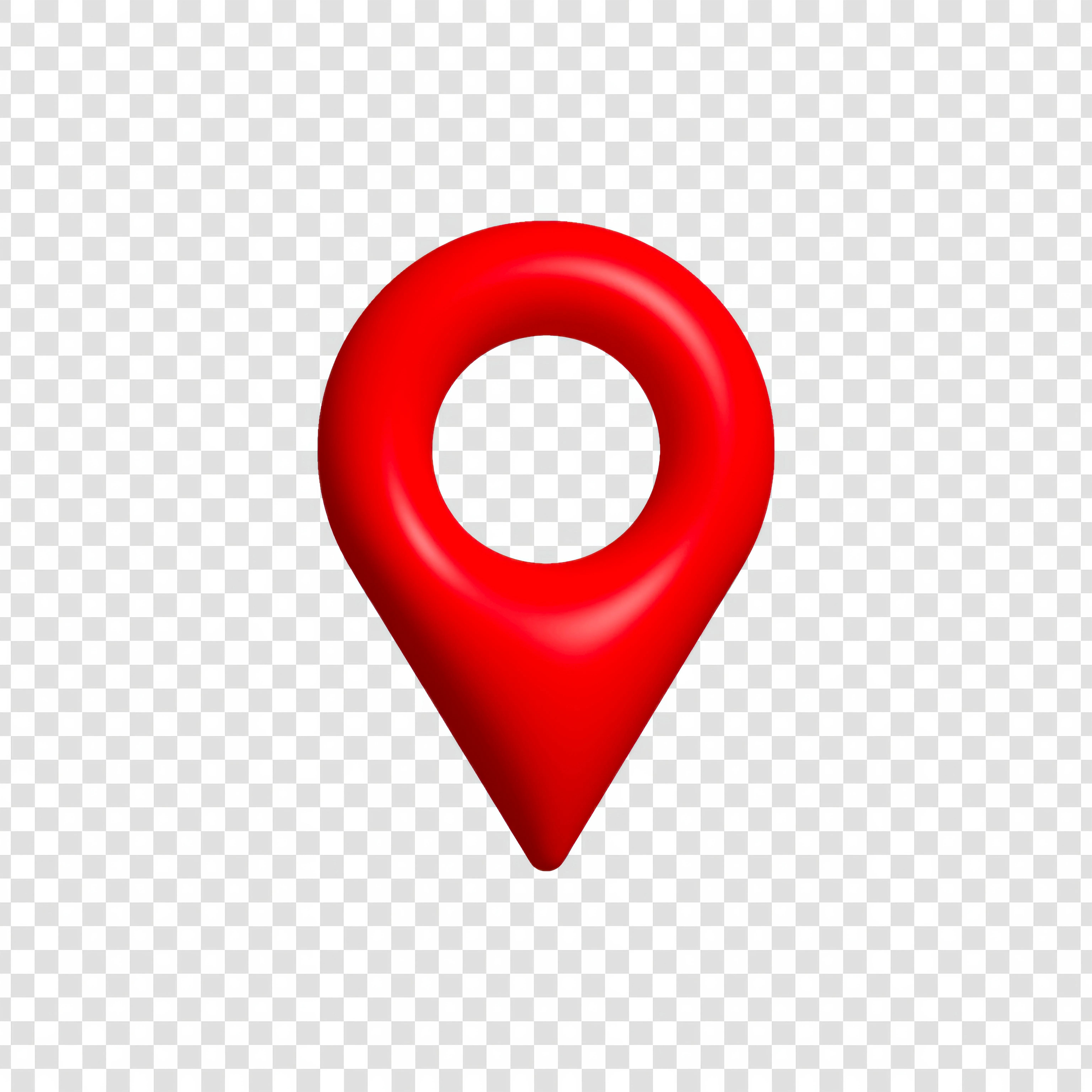 3D red location pin icon on transparent background
