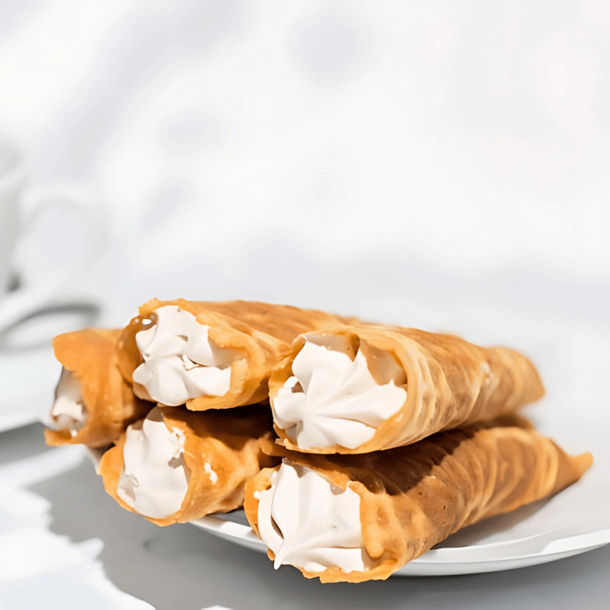 Italian cannoli filled with sweet cream