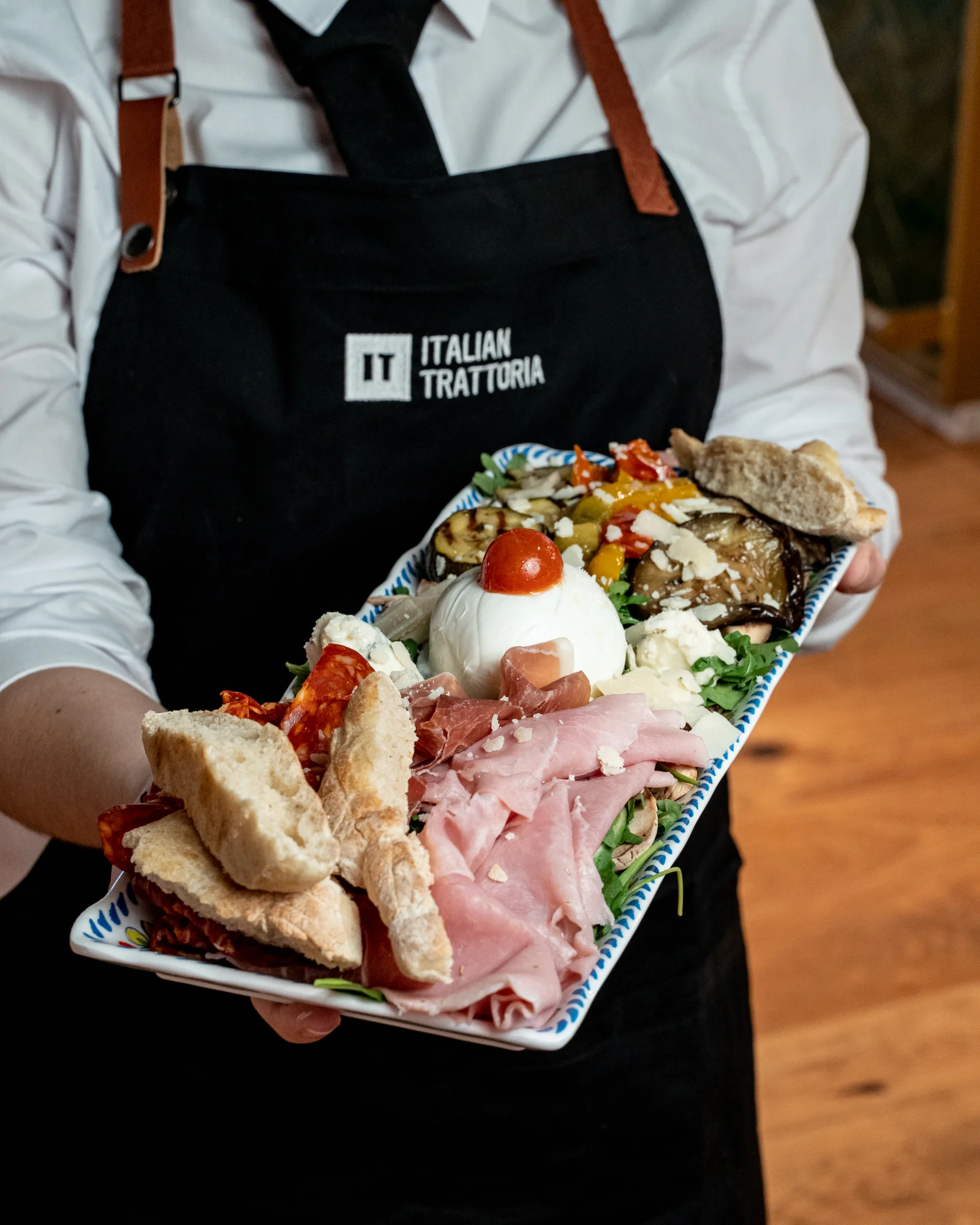 Italian antipasto platter with cured meats and cheeses