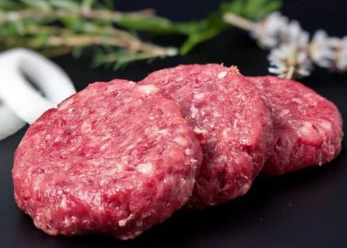 Freshly formed beef patties for burgers