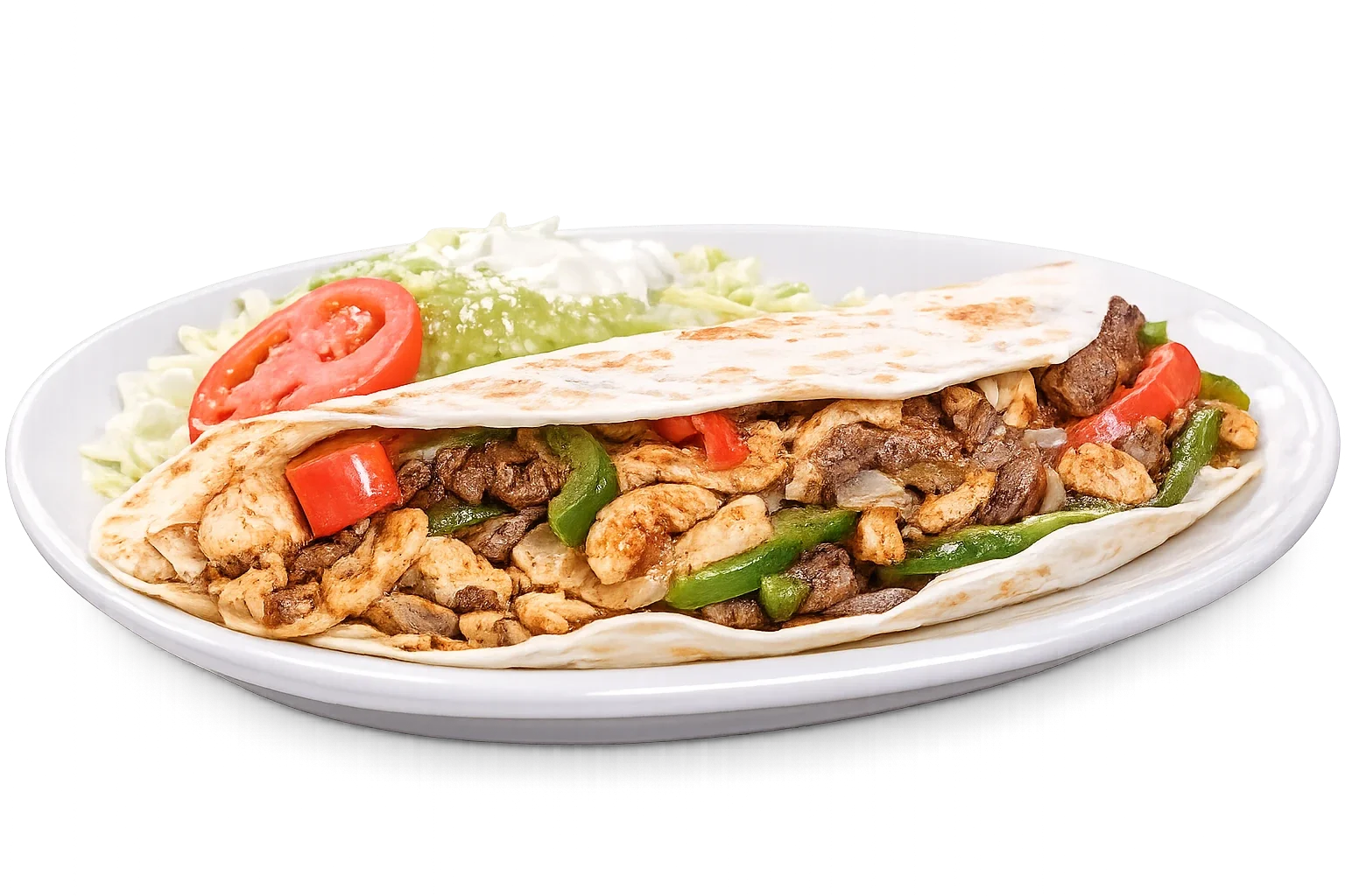 Delicious chicken fajitas served in a warm tortilla