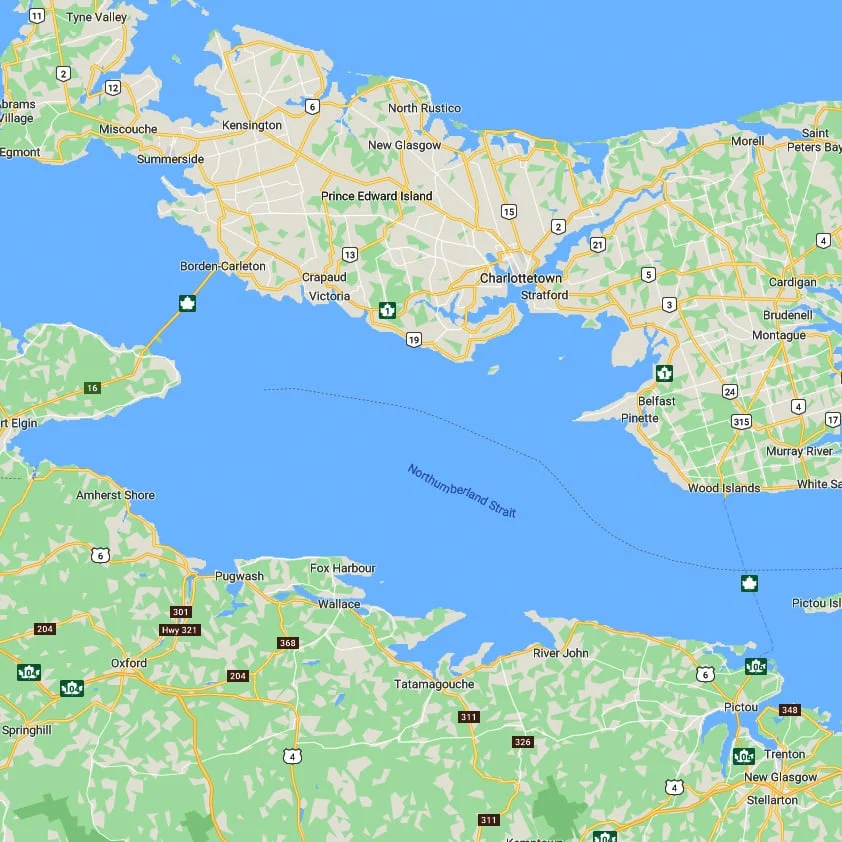 Map of Prince Edward Island and surrounding areas