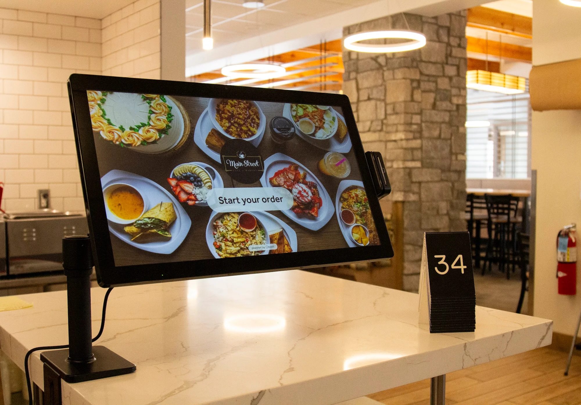 Digital ordering kiosk in a modern restaurant