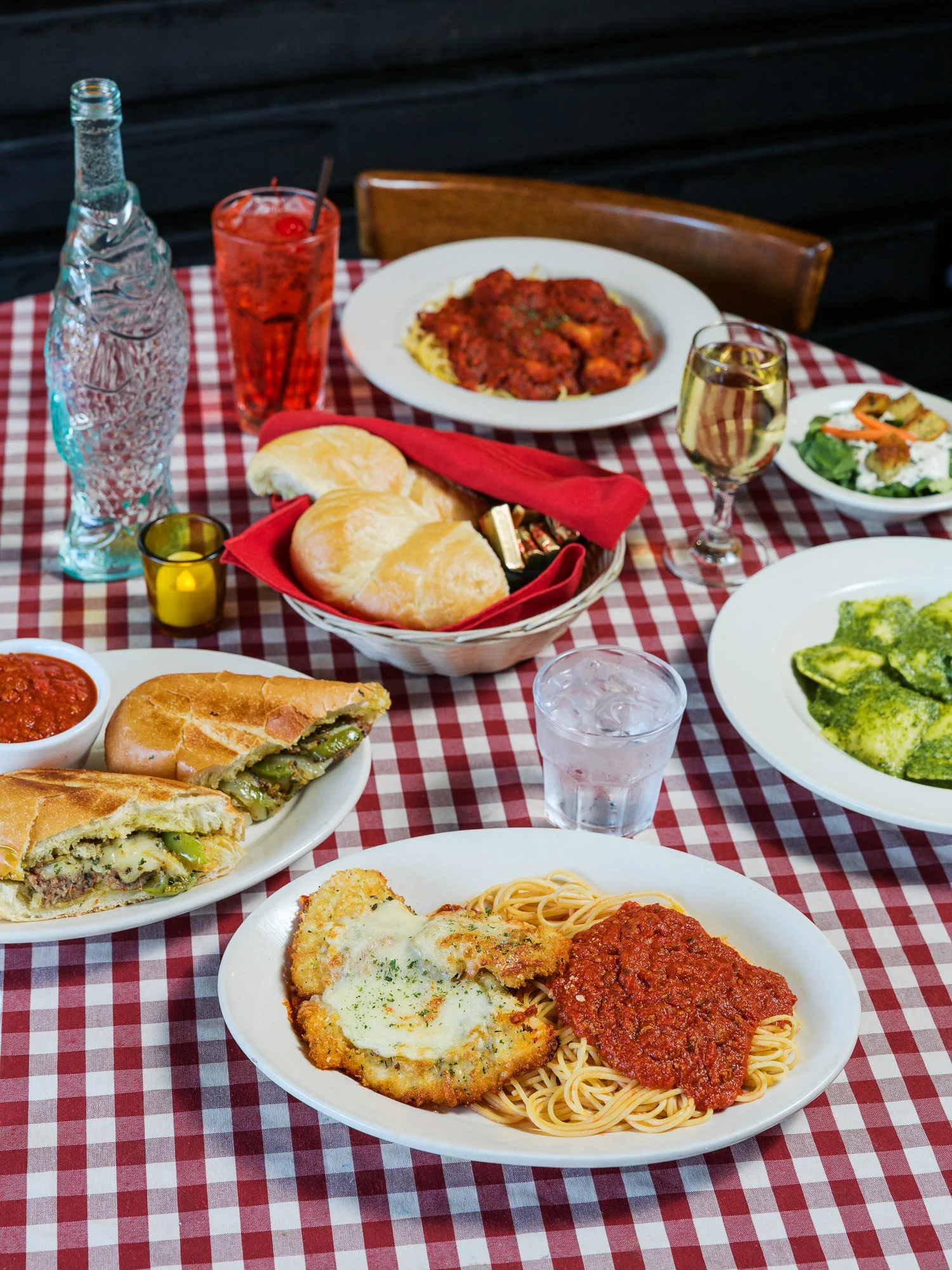 Italian chicken parmesan with spaghetti and marinara sauce