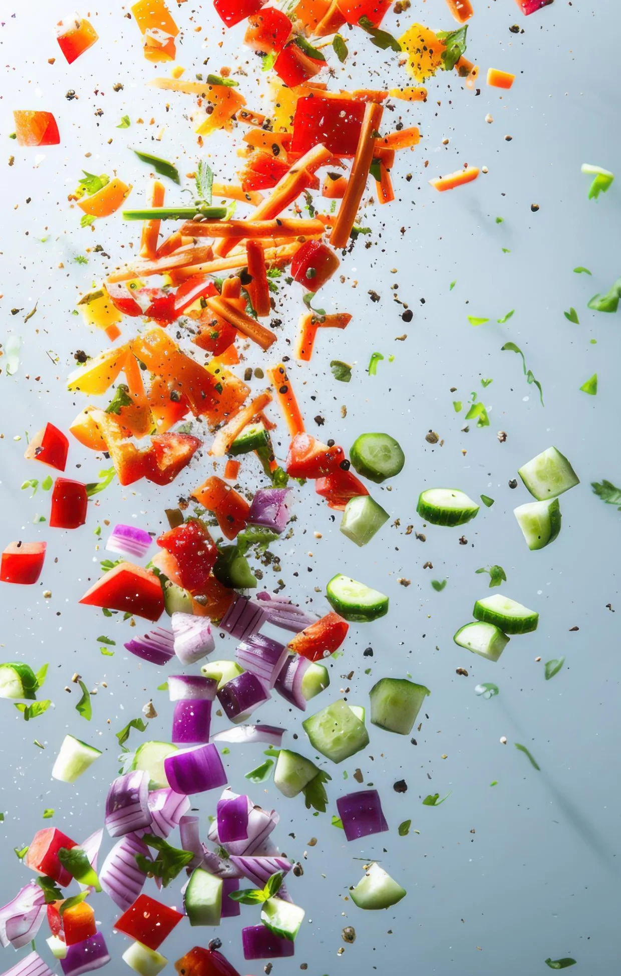 Caesar salad preparation with fresh ingredients