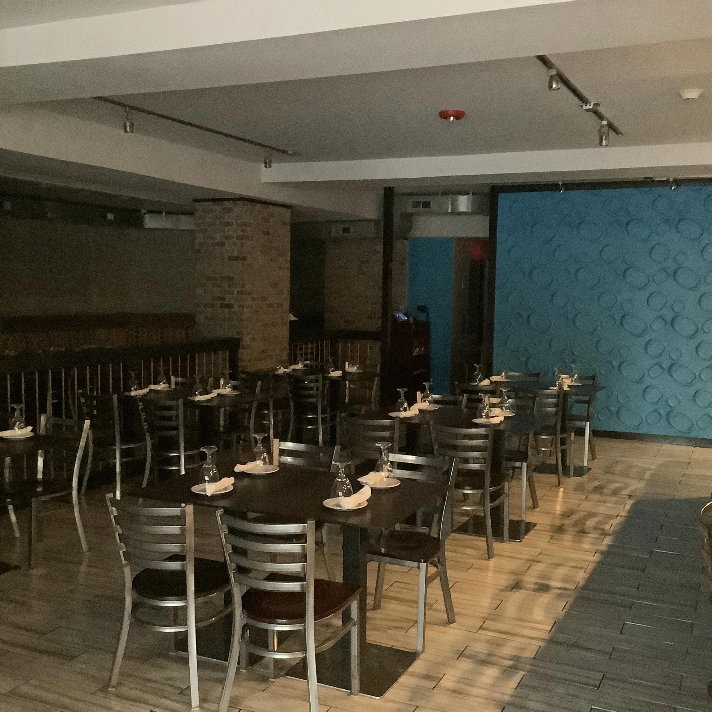 Cozy restaurant interior with modern decor and seating