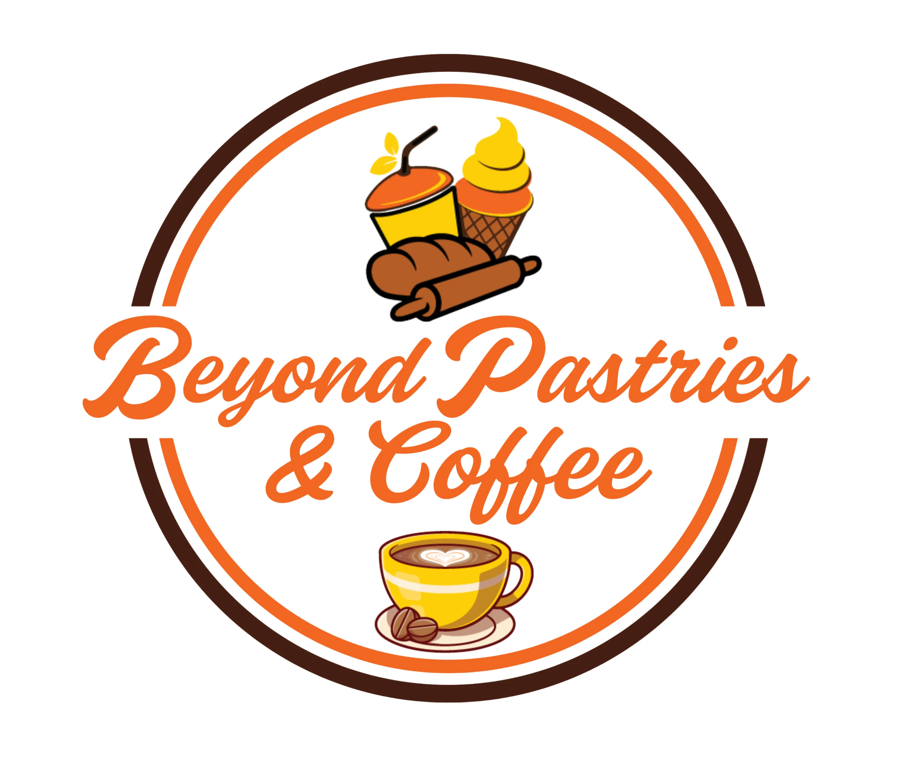 Logo for Beyond Pastries & Coffee featuring pastries and coffee