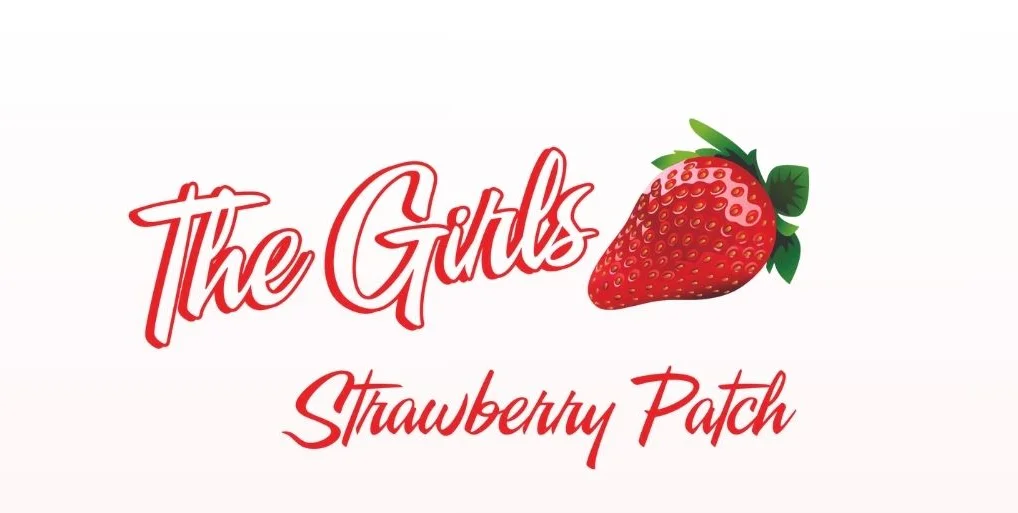 Logo for The Girls Strawberry Patch with a strawberry graphic