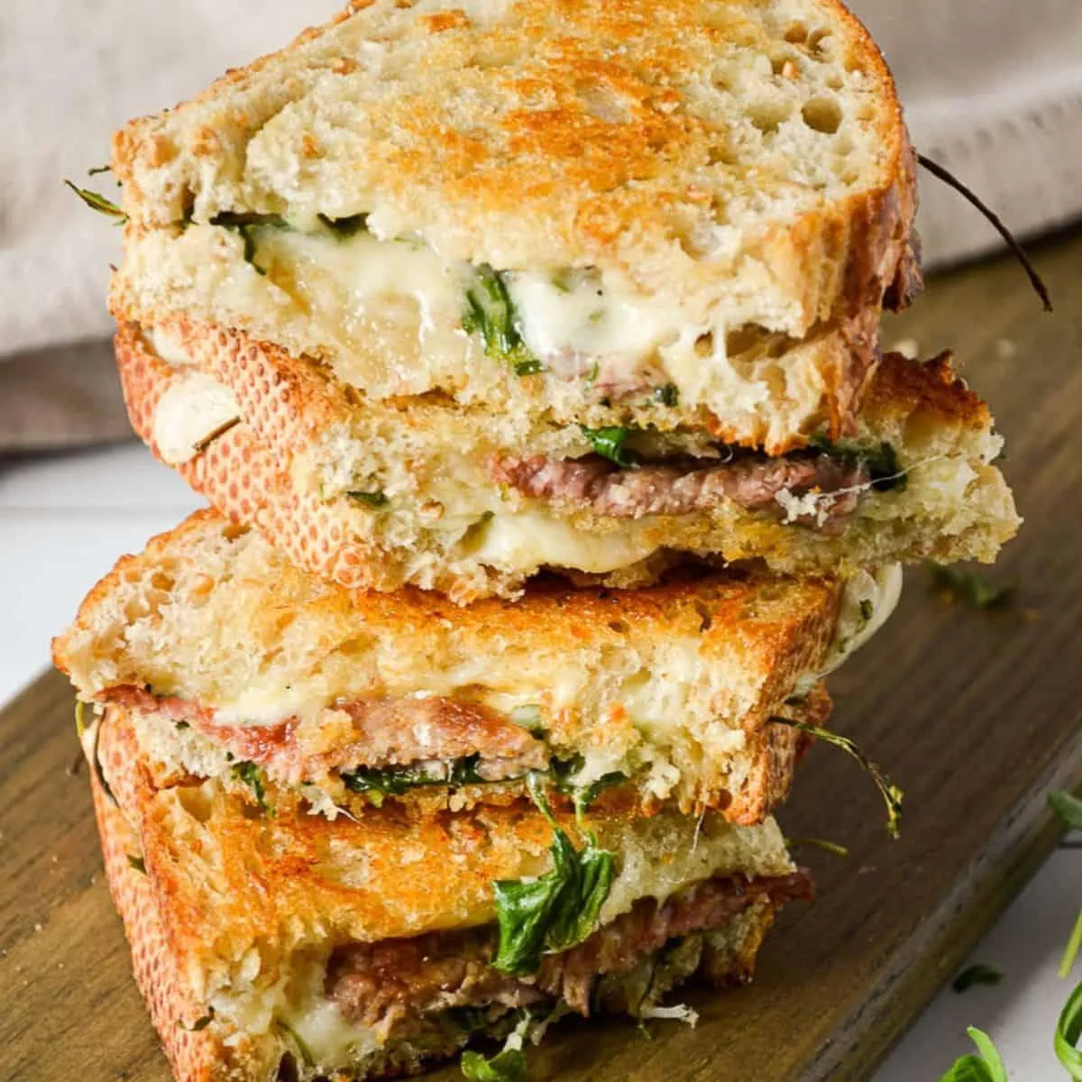 Combo Roast Beef & Provolone Panini with arugula and tomatoes with Fries
