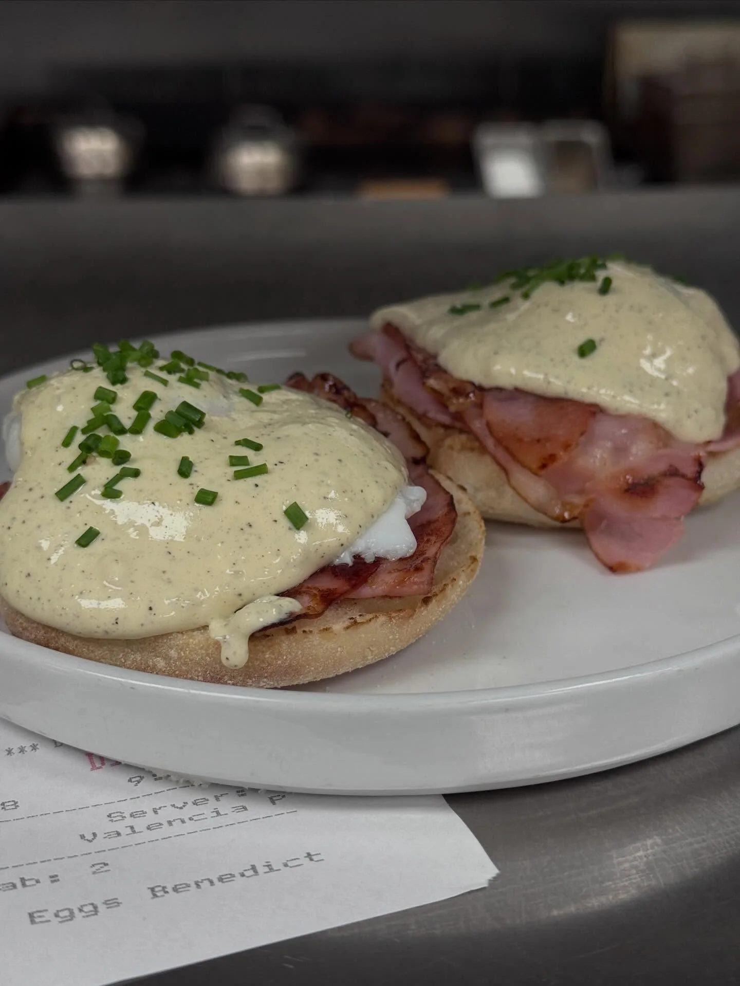 Classic Eggs Benedict with hollandaise sauce