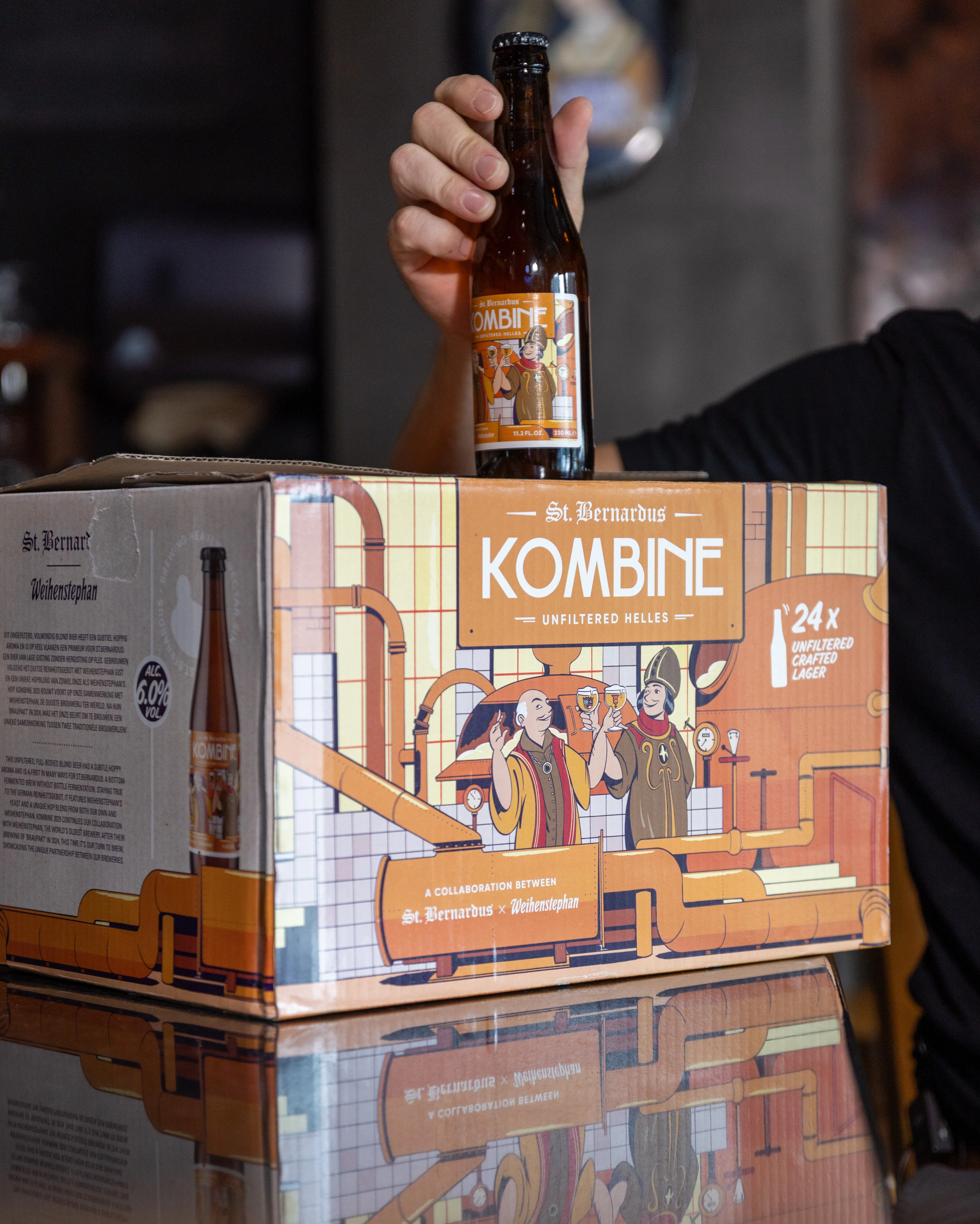 St. Bernardus Kombine unfiltered Helles beer in a stylish box packaging