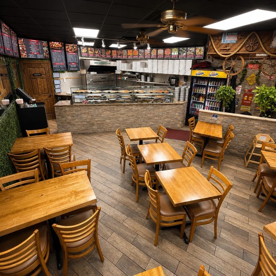 San Remo dining room and front counter in Ridgewood