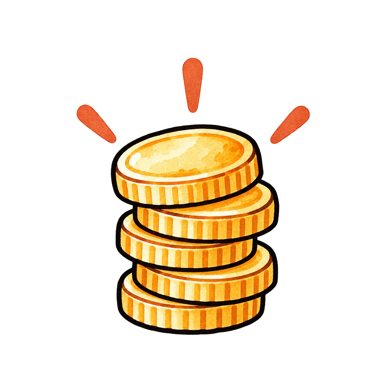 Illustrated stack of golden pancakes with syrup