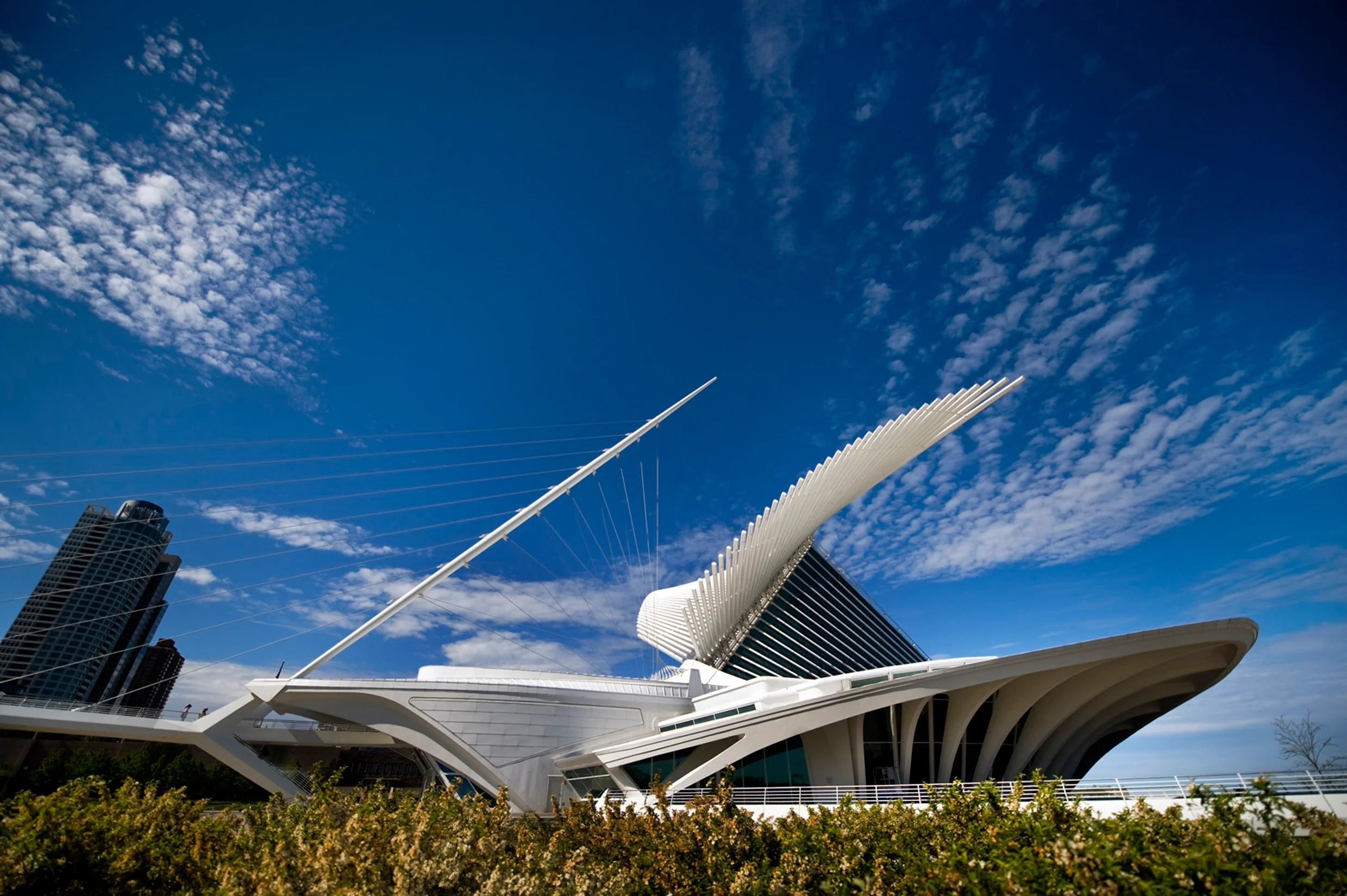 Exterior view of the Milwaukee Art Museum showcasing its unique architecture.