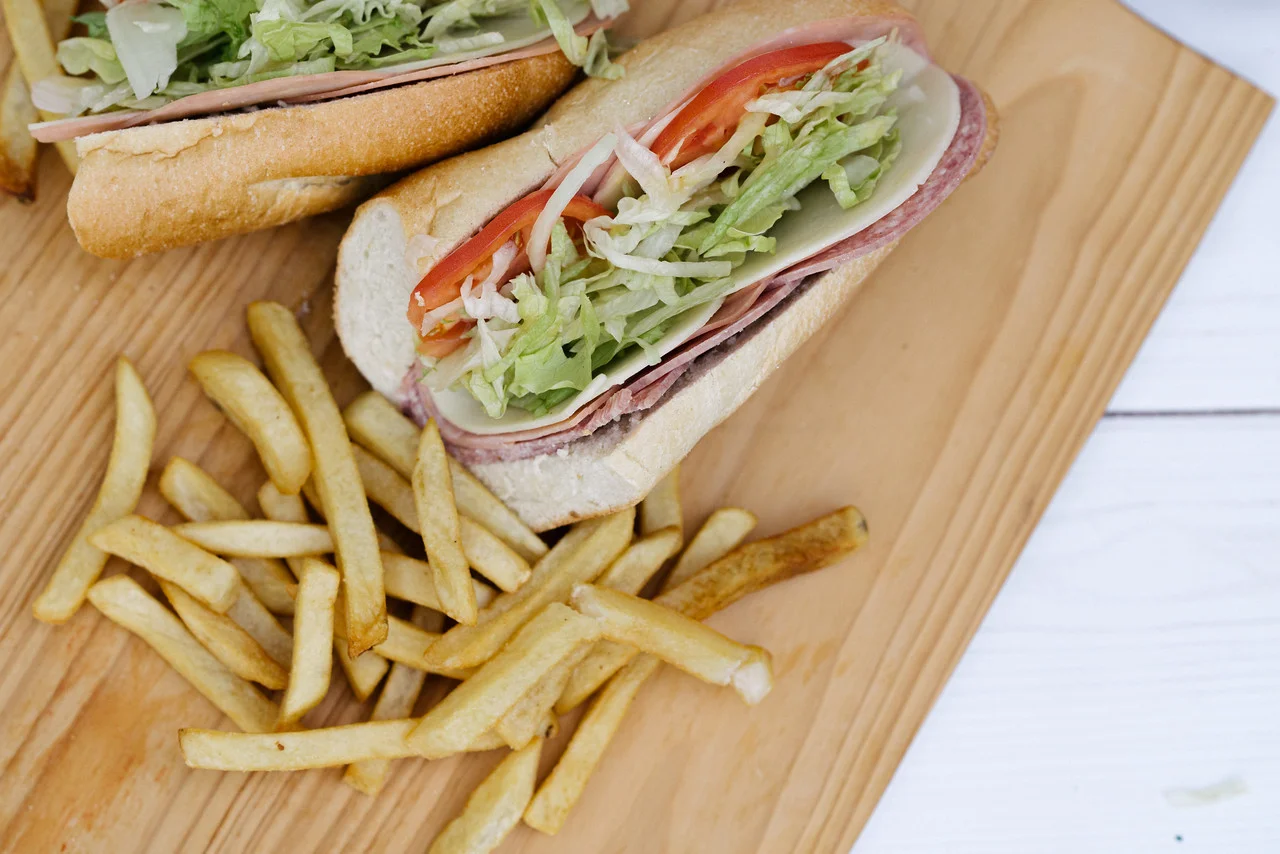 Italian sub sandwich with lettuce and tomato