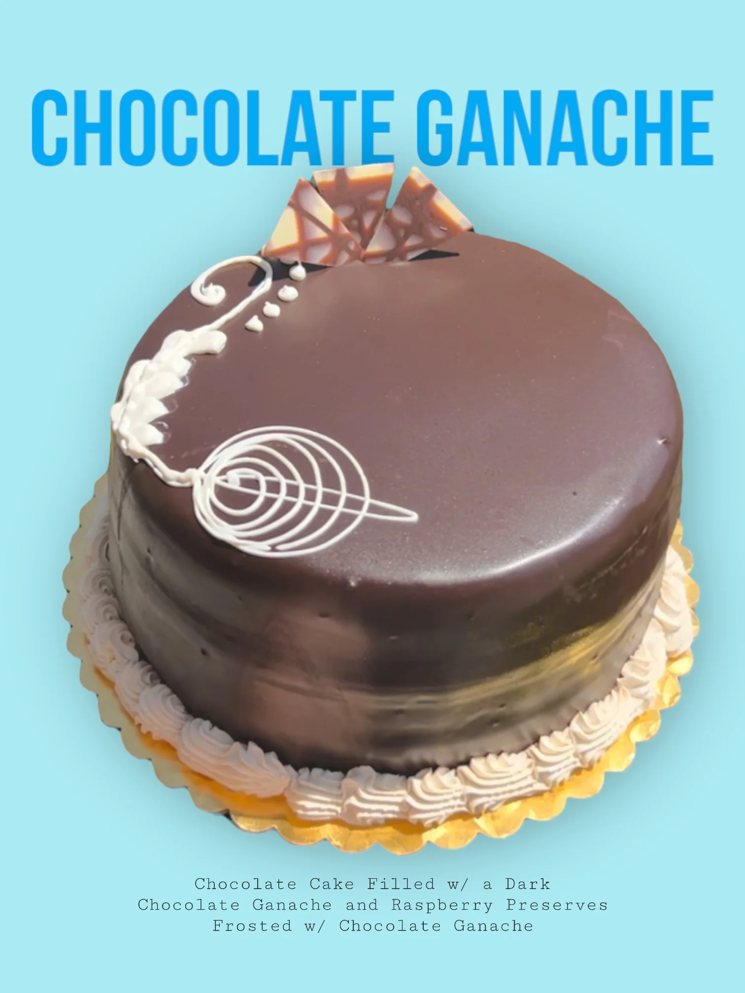 Decadent chocolate ganache cake with raspberry filling