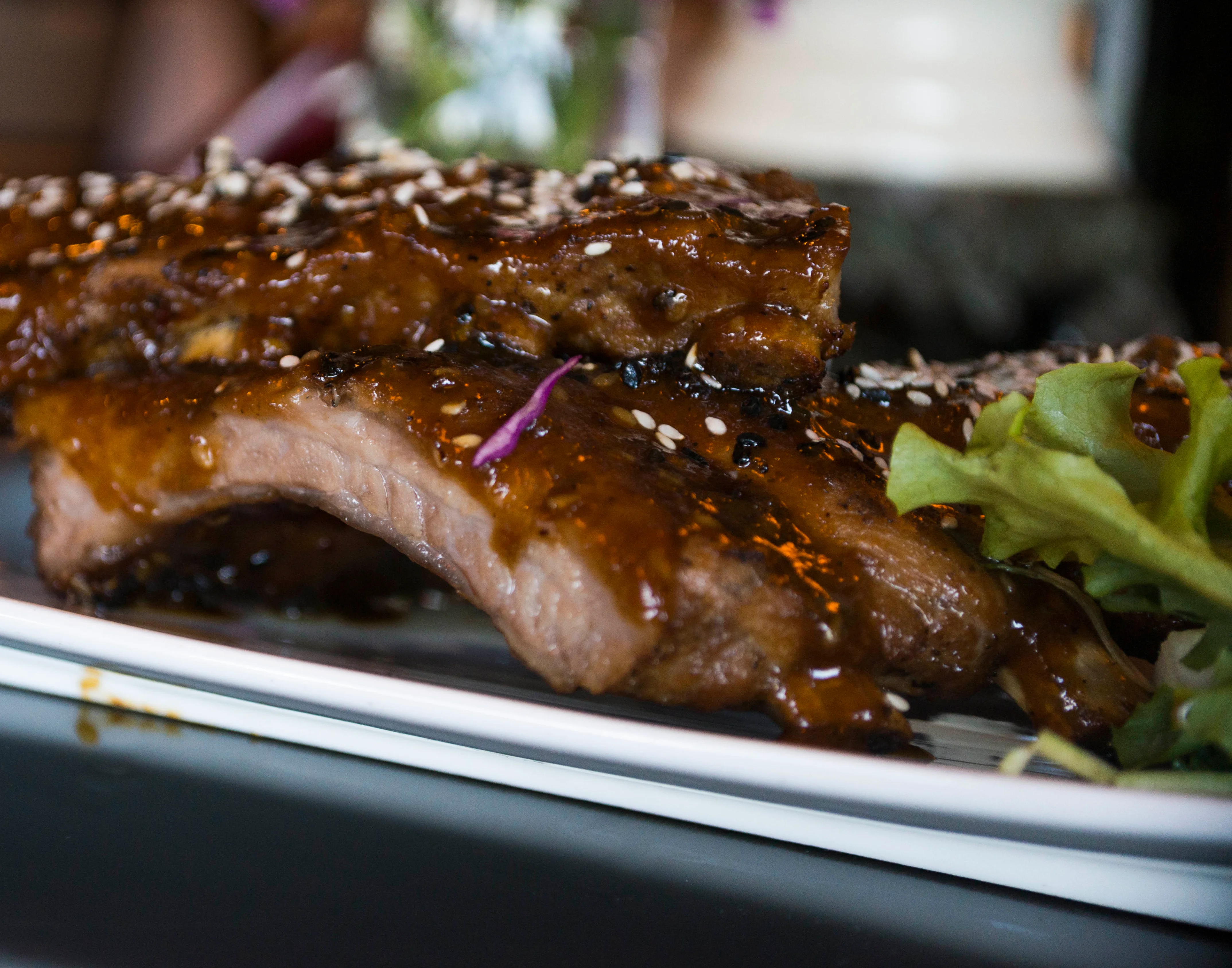 Savory Korean BBQ ribs glazed with sauce