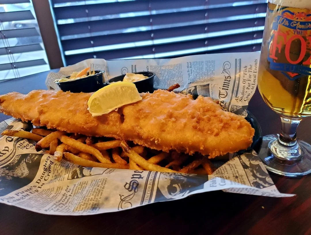 Classic fish and chips served with lemon and tartar sauce