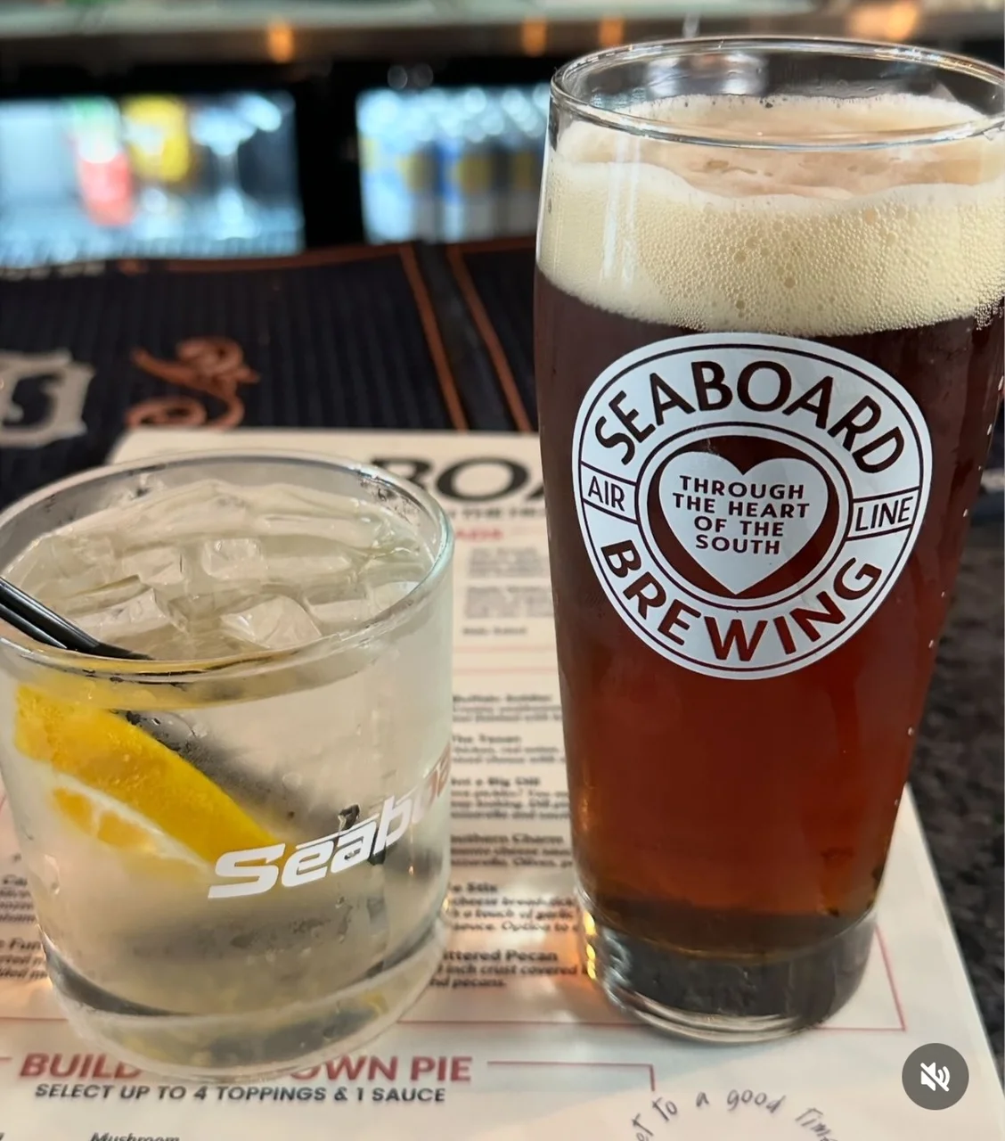Craft beer and cocktail at a bar counter