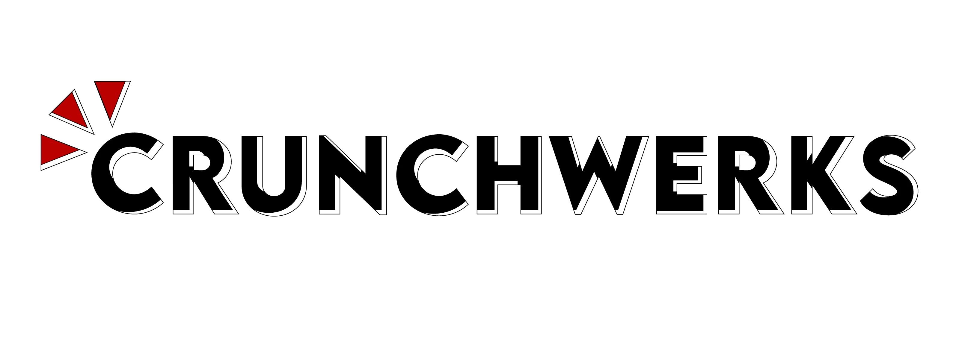 Restaurant logo with red geometric emblem and outlined lettering