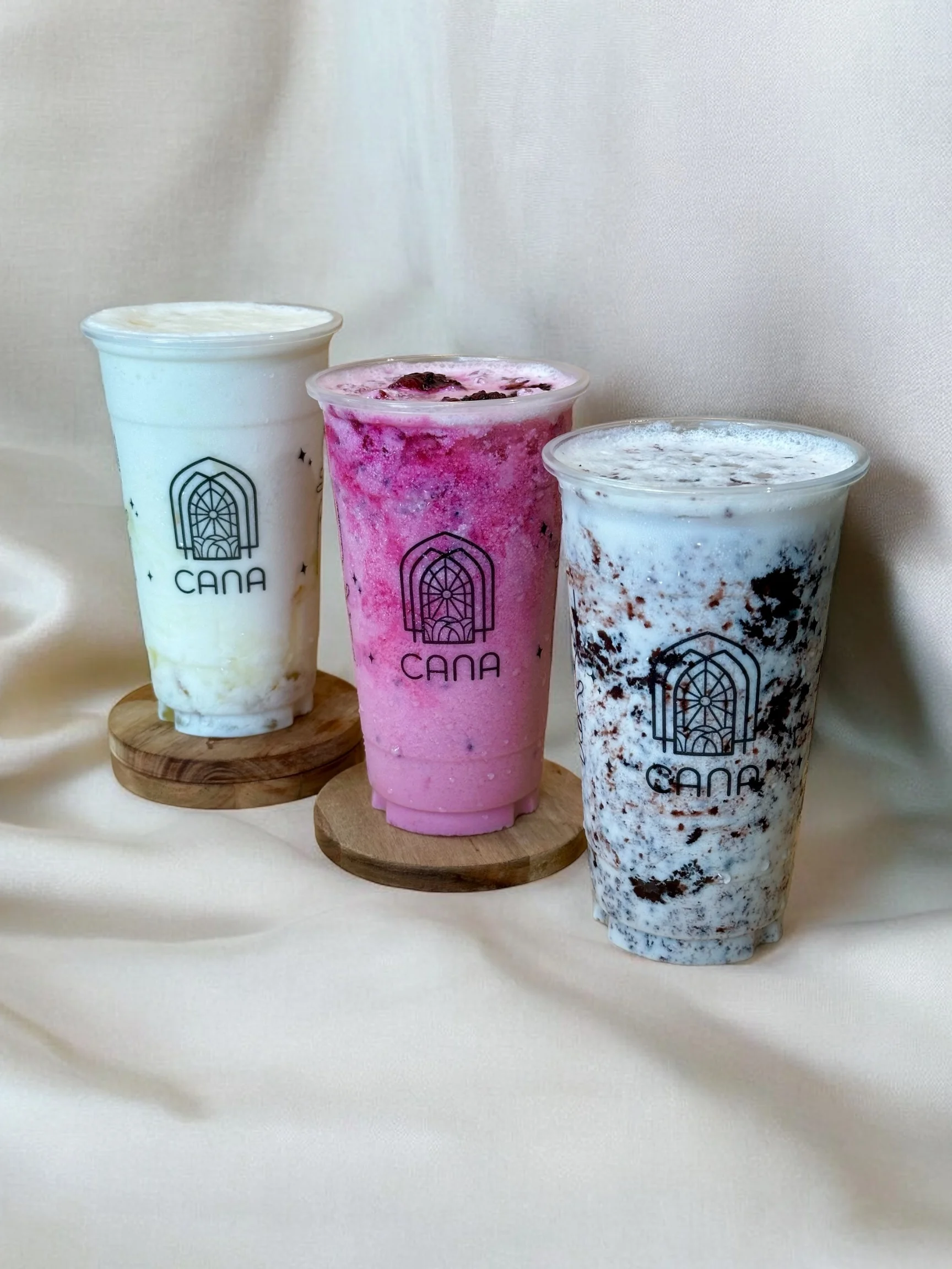 Colorful milkshakes from Cana cafe in vibrant flavors