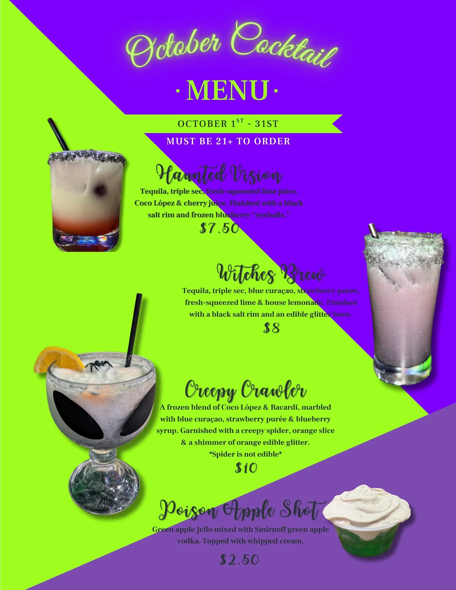 Lunch menu featuring various dishes and beverages.