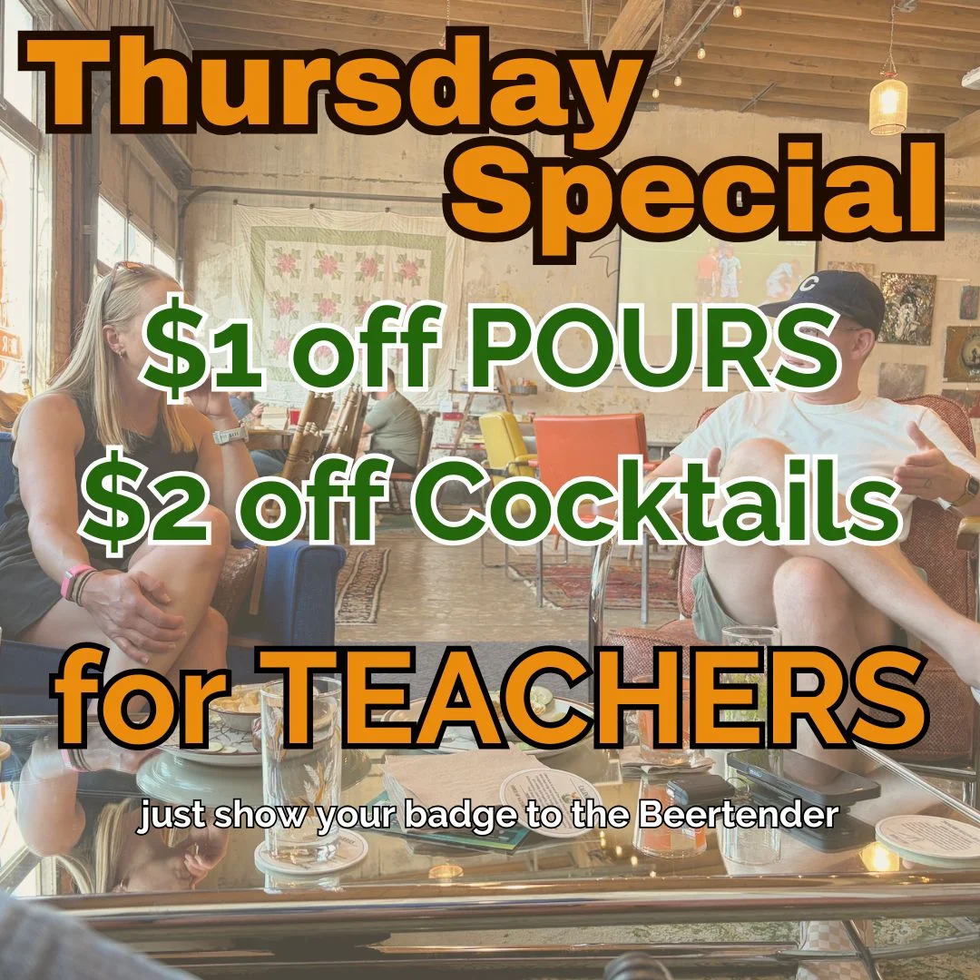 Restaurant promotional graphic featuring Thursday specials for teachers