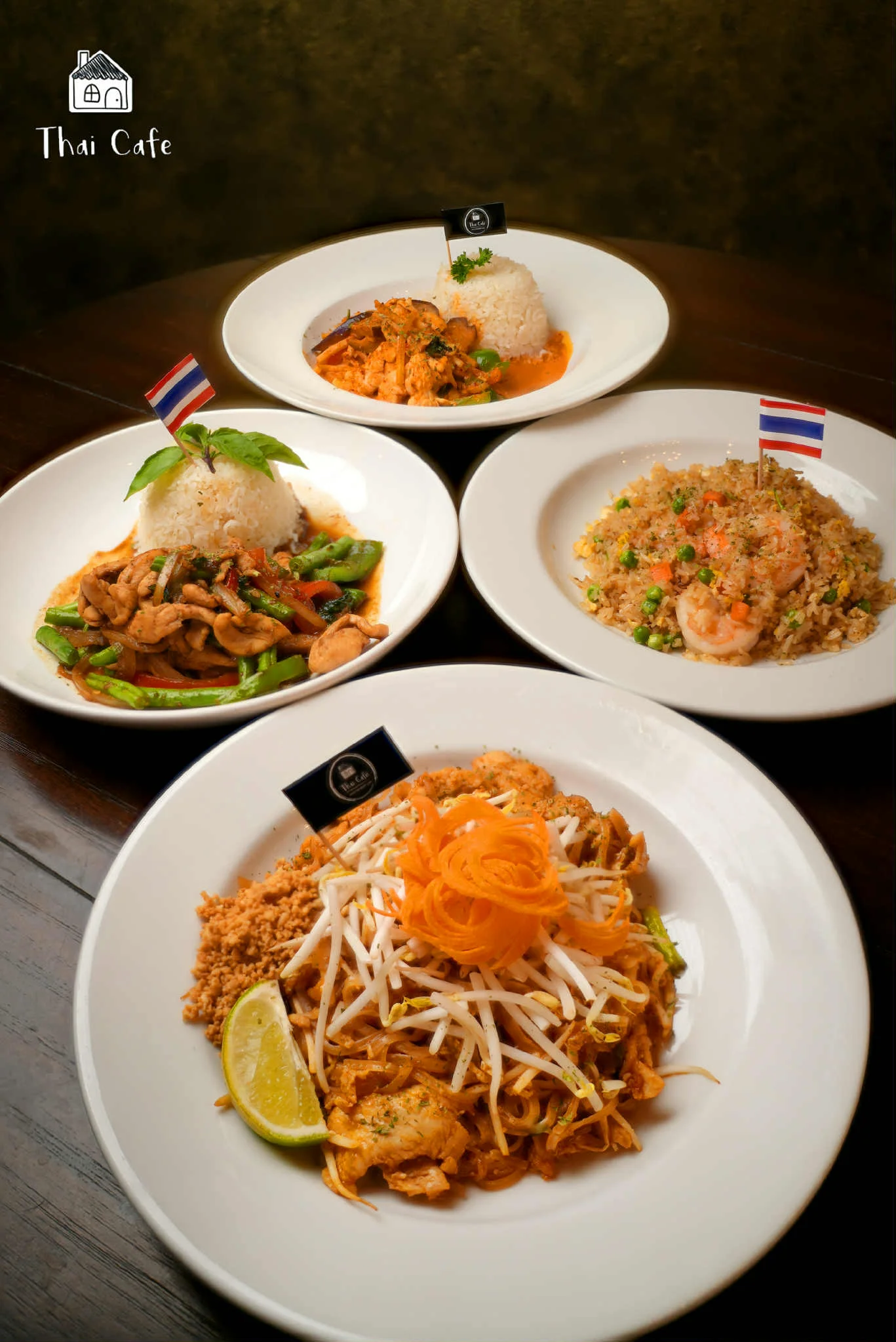 Authentic Thai pad thai with lime and fresh vegetables