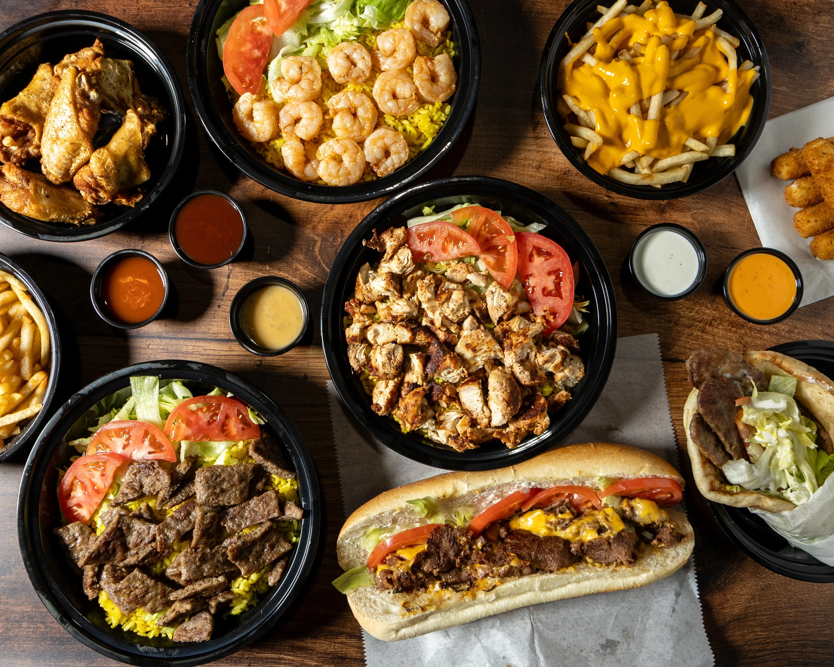 Delicious halal dishes served at 3 Brothers Halal restaurant.