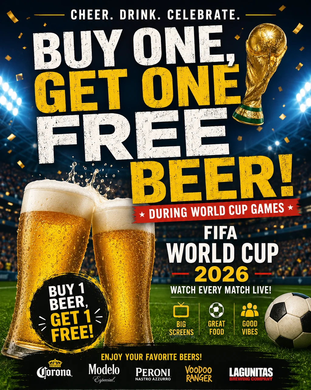 Promotional image for FIFA World Cup 2026 beer offer