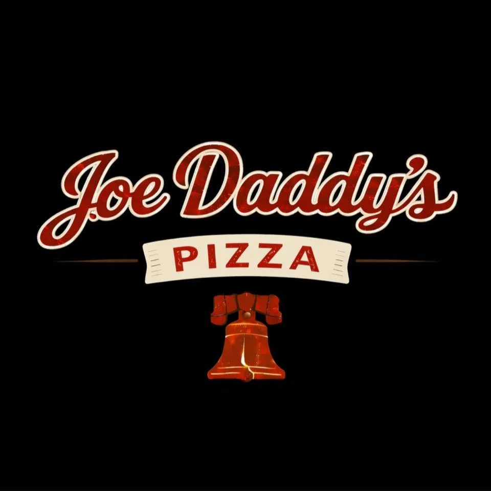 Logo of Joe Daddy's Pizza featuring a bell and stylish typography