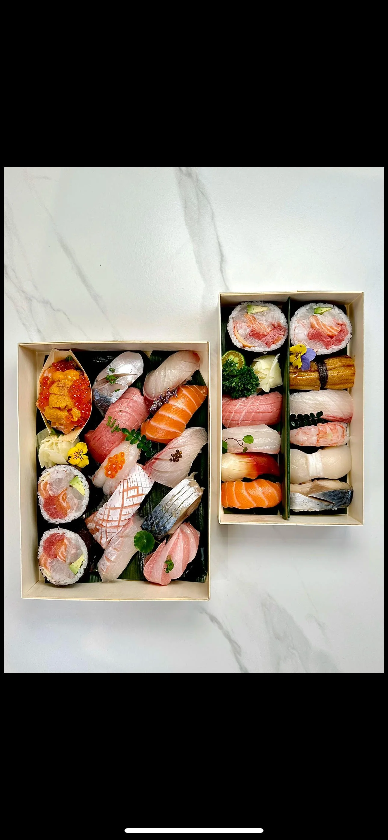 Assorted Japanese sushi platter with nigiri and rolls
