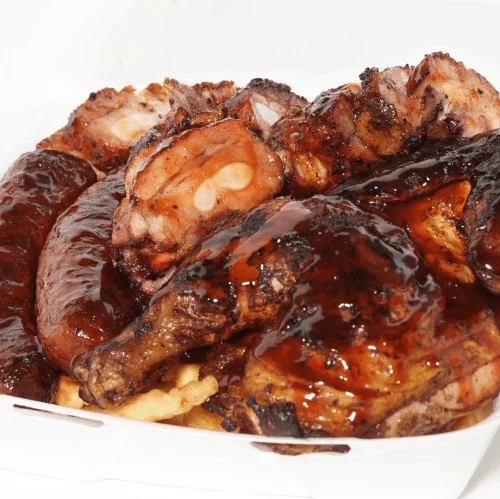 Pork Rib Tib, Hot Link and Chicken