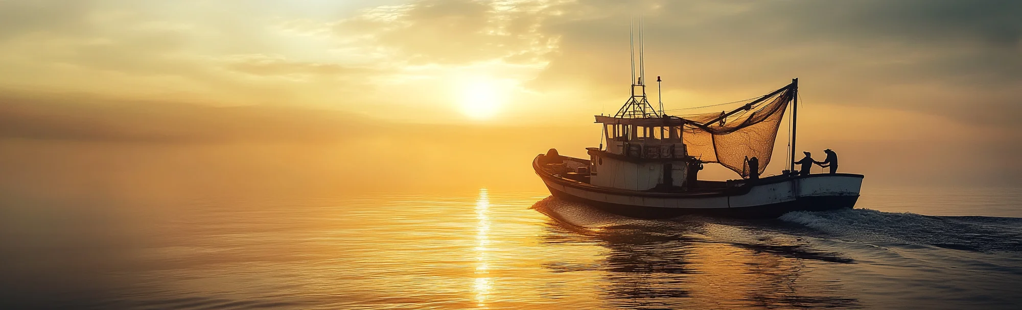 Shrimping boat off the coast of Hilton Head Island, SC, bringing in the freshest catch for Seagrass Grille – renowned for its locally sourced seafood and Lowcountry-inspired dishes.