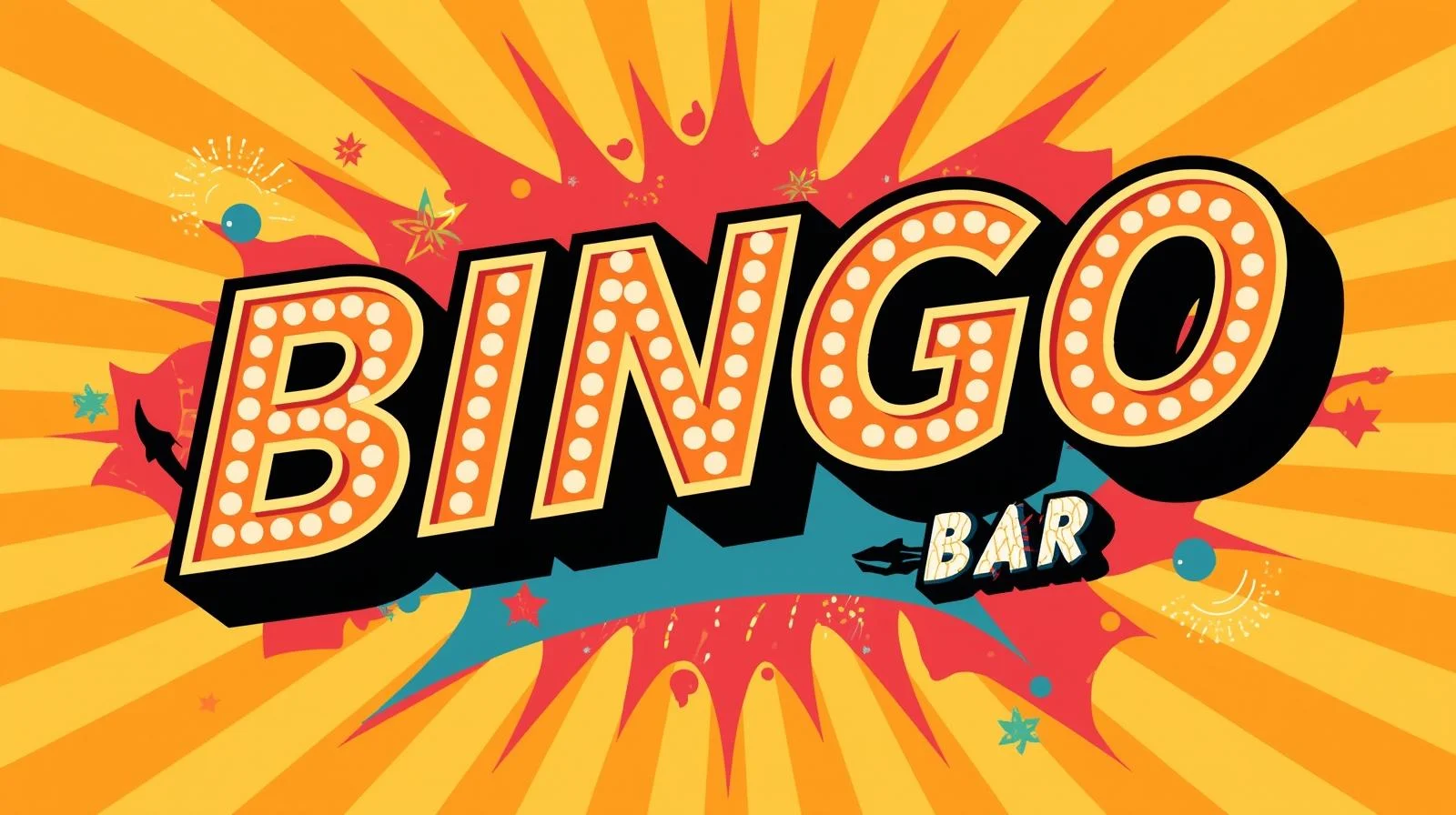 Colorful Bingo Bar sign with vibrant graphics