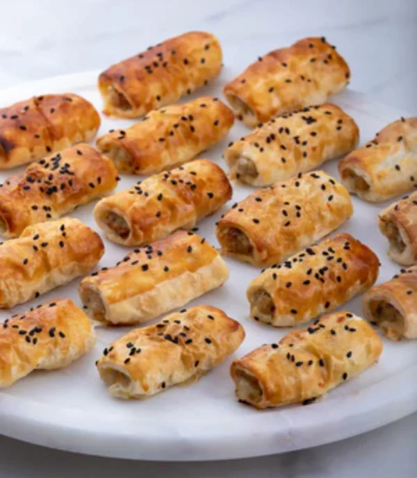 Savory Turkish borek pastries with sesame seeds