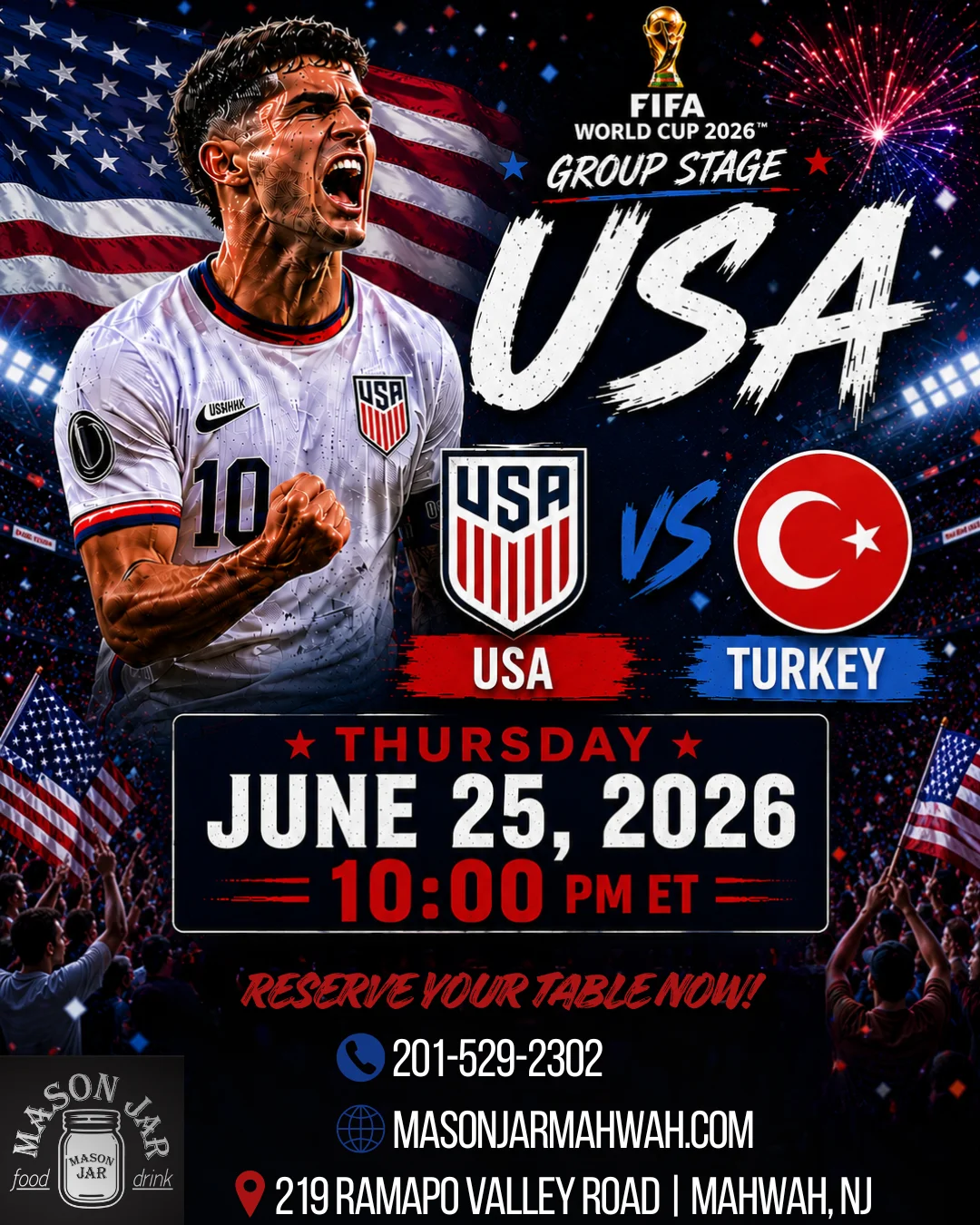 USA vs Paraguay match poster for FIFA World Cup 2026 on June 12