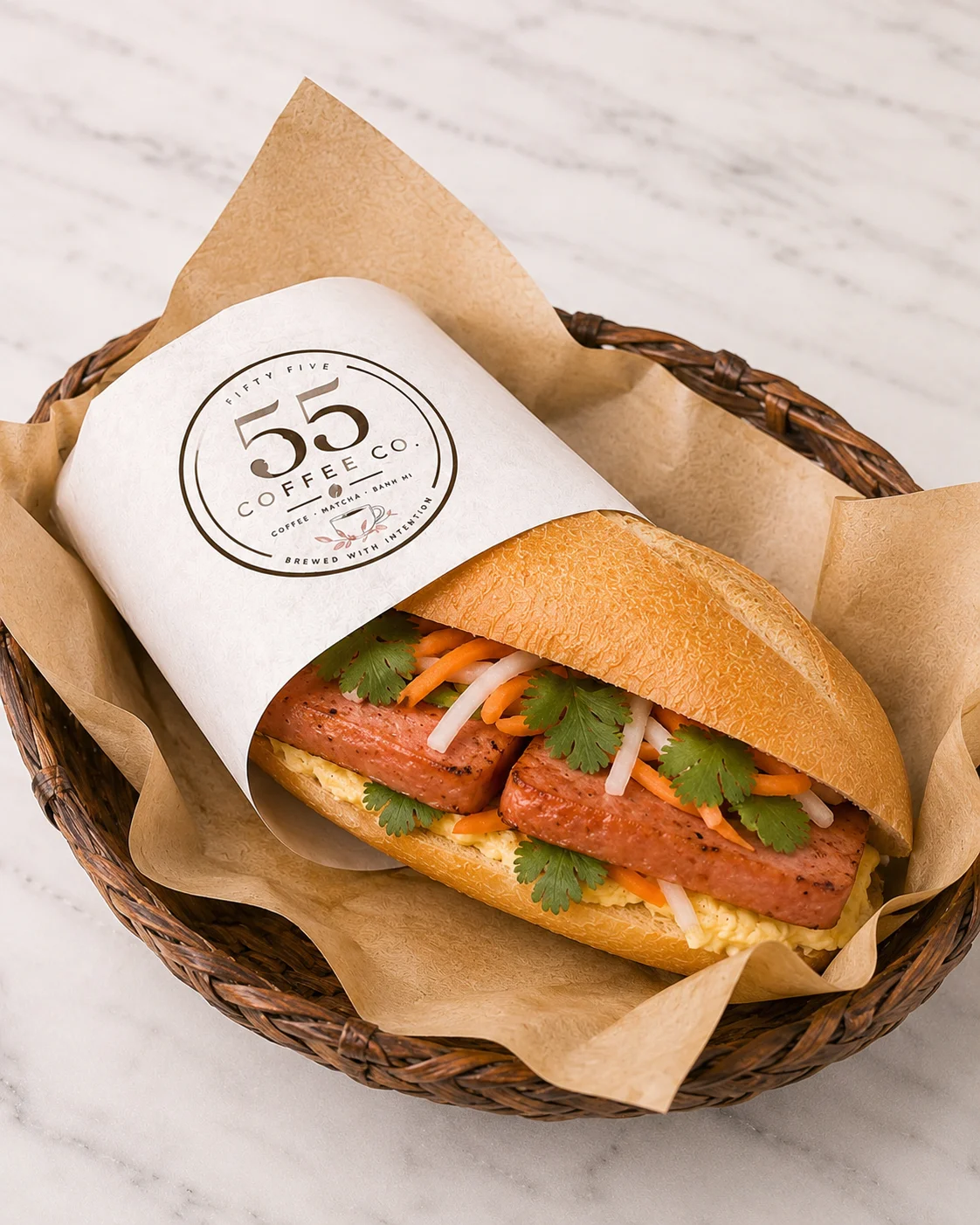 Vietnamese bánh mì sandwich with savory fillings