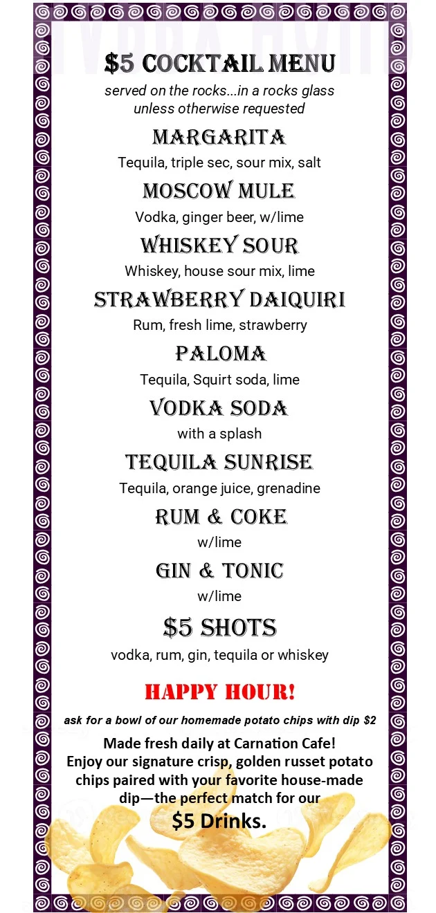 Dinner menu for April 2026 featuring various dishes and prices.