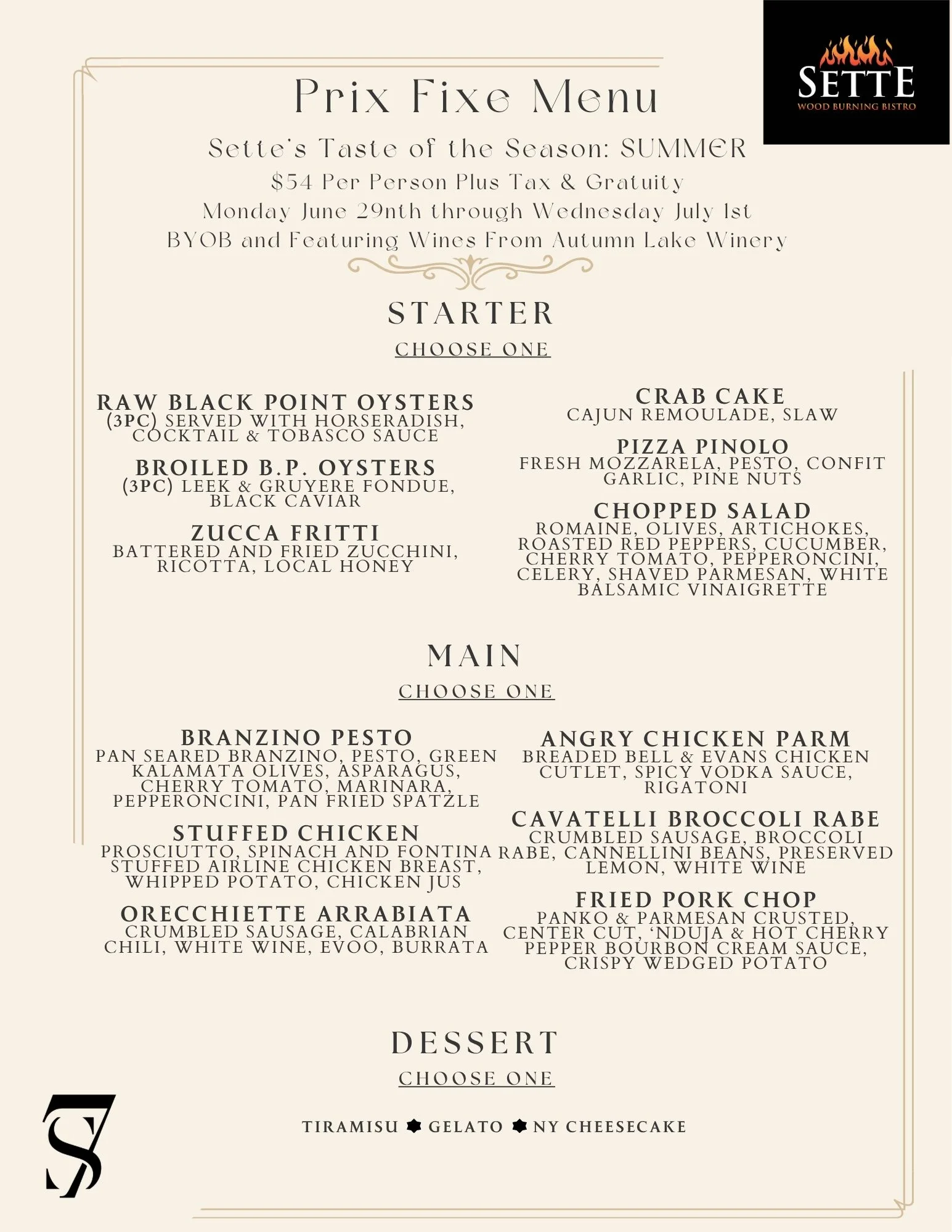 Elegant prix fixe tasting menu with various gourmet dishes.