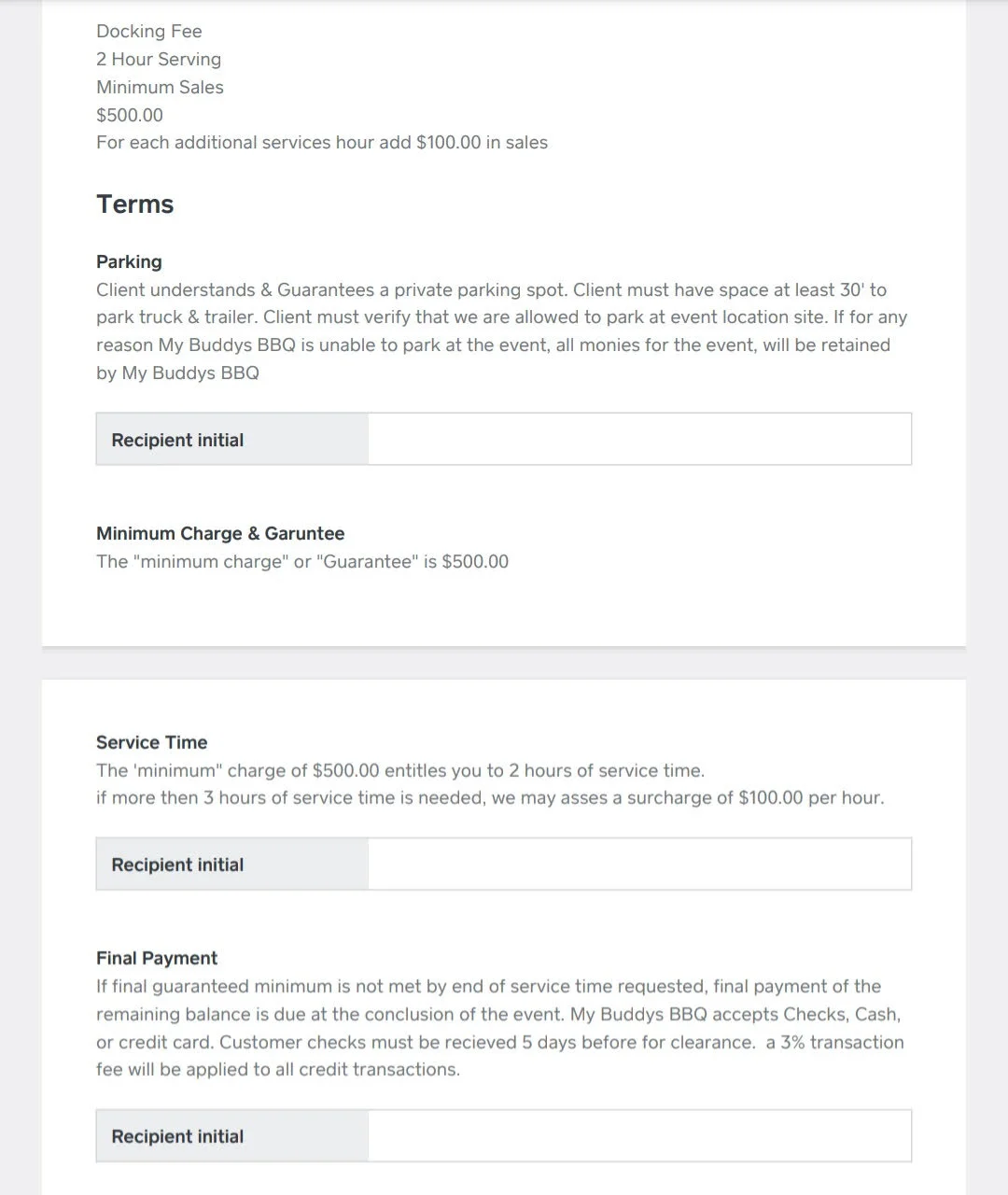 Sample contract