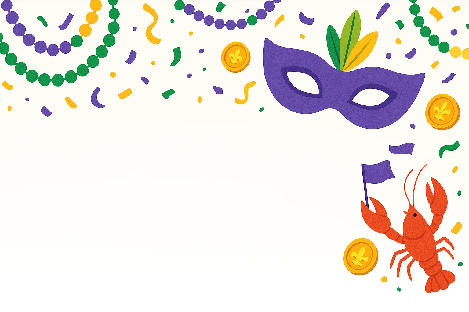 Colorful Mardi Gras celebration decorations with a lobster