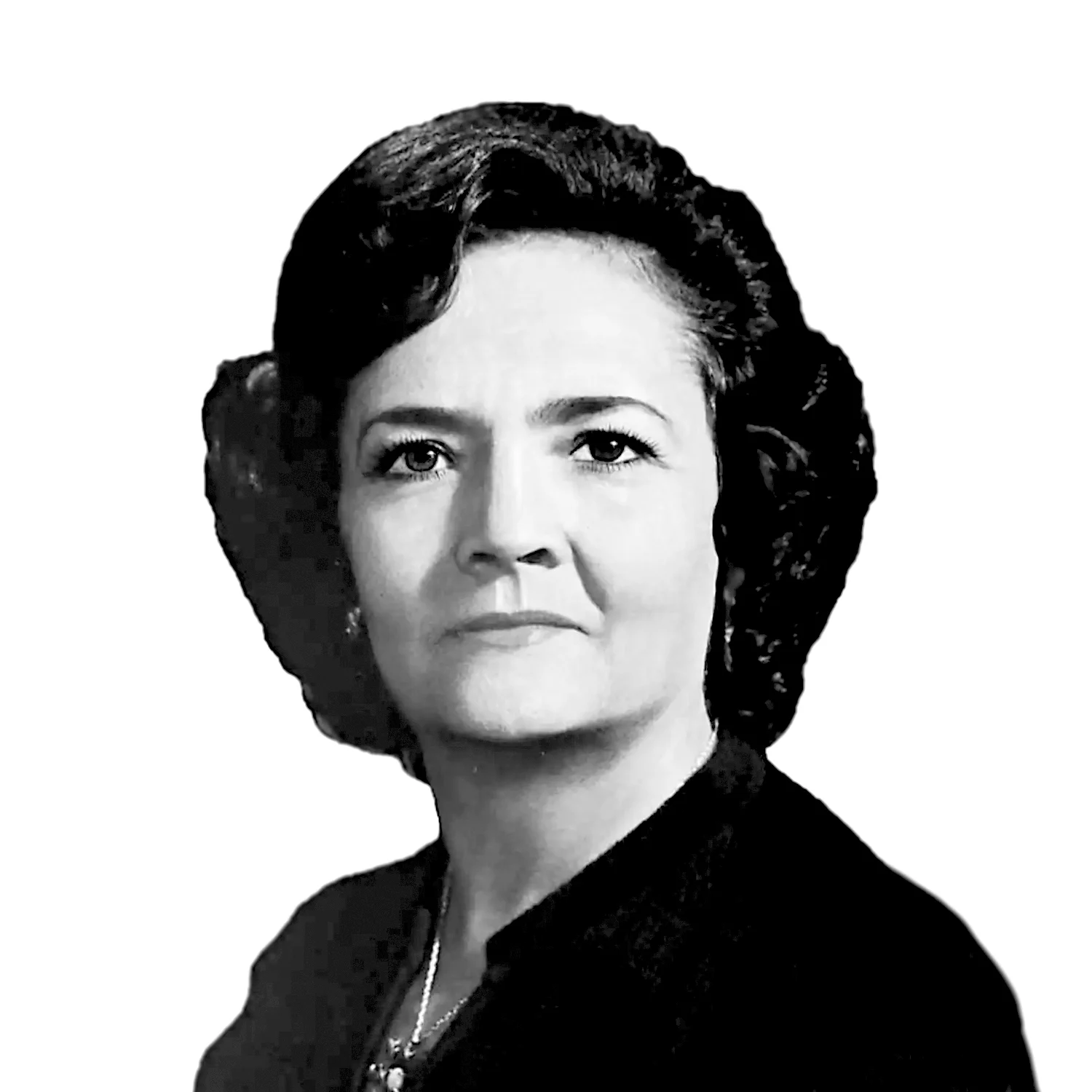 Black and white photo of Celia López